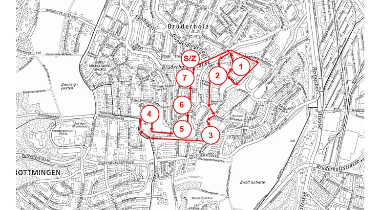 Karte Bruderholz-Rundgang, Basel