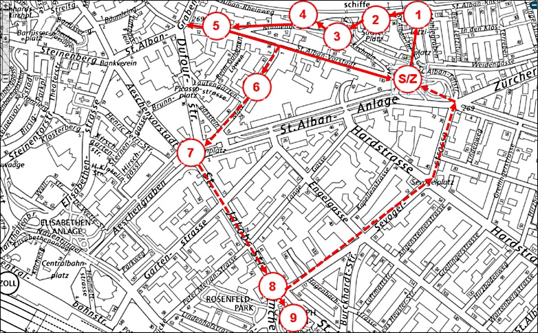 Karte St. Alban-Rundgang, Basel Karte St. Alban-Rundgang, Basel